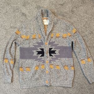 Koto Mens Aztec Y2K 90" Button Down Western Cowboy Sweater Cardigan Sz M